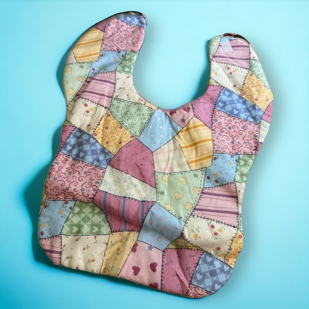 CHB Pastel Patchwork Look Bib Boys Girls Reversible‎ Country Look Fabric NEW